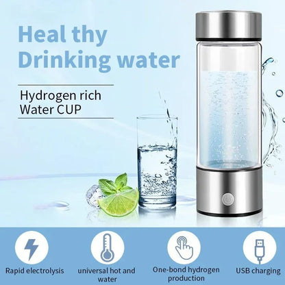 Hydrogen Oxygen Water Cup Inhalation Device, Dual Chamber SPE PEM Water Bottle Ionizer for Better Health & Hydration