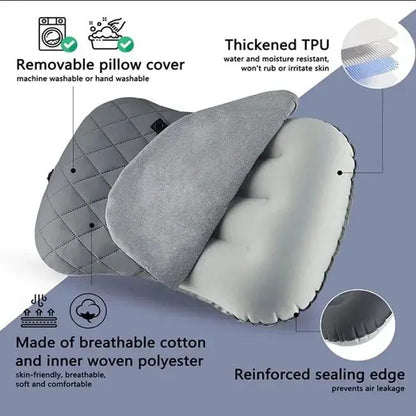 Ergonomic Ultralight Inflatable Travel Camping Pillow Soft Washable Cover For Neck  Back Support Po 3