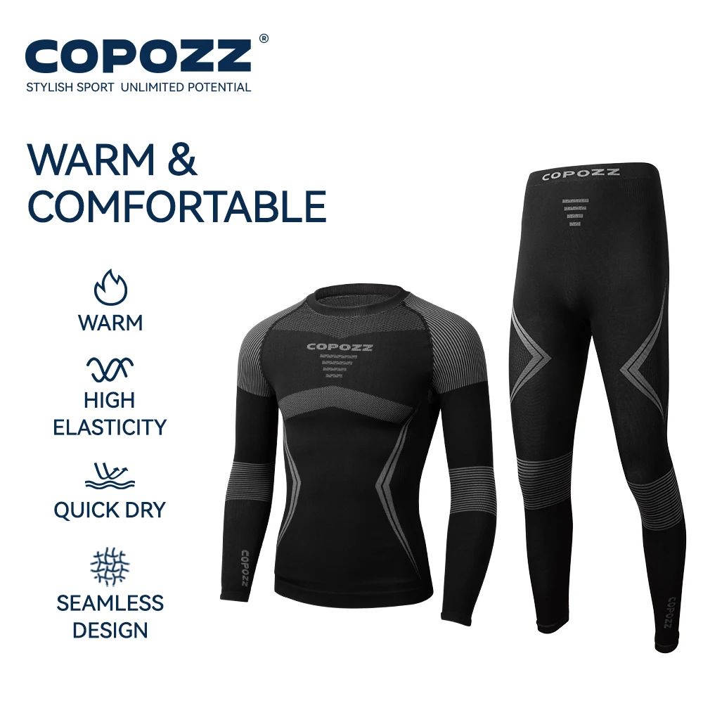 Men & Women Ski Thermal Underwear Sets, Quick Dry Compression Tracksuit with Tight Snowboarding Tops & Pants for Adults