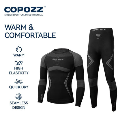 Men & Women Ski Thermal Underwear Sets, Quick Dry Compression Tracksuit with Tight Snowboarding Tops & Pants for Adults