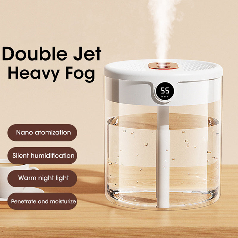 Niye 2L Double Nozzle Air Humidifier With LCD Humidity Display  Large Capacity Aroma Essential Oil  1