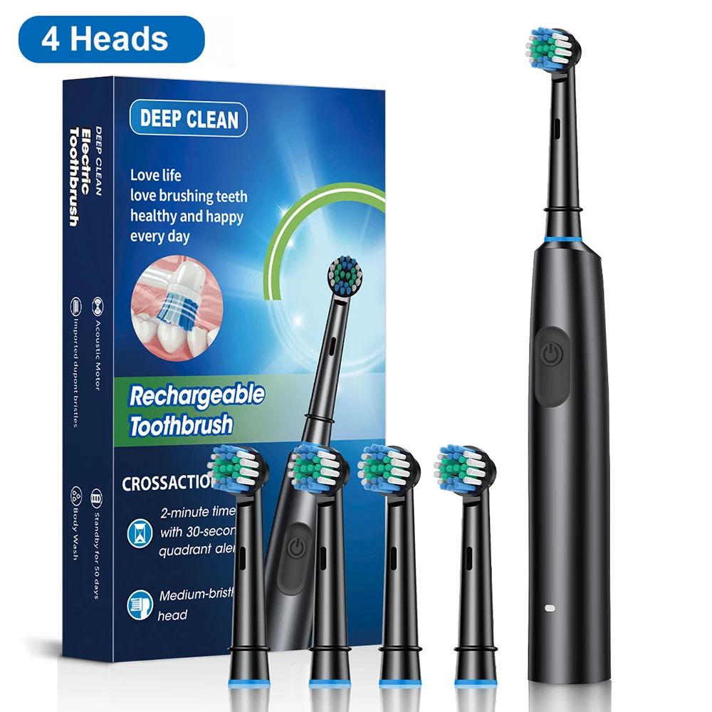 Electric Toothbrush With Rotating Brush Head Rechargeable Rotary Toothbrush For Adults With Modes   6