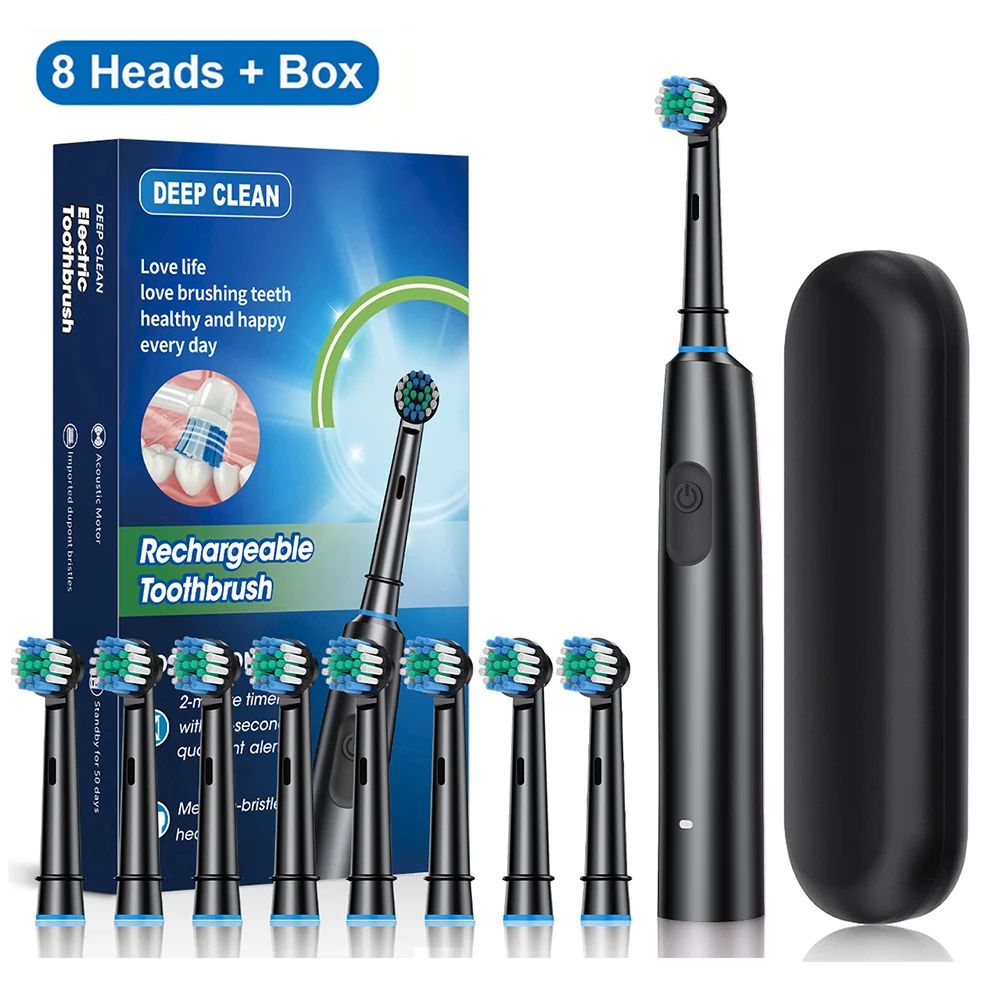 Electric Toothbrush With Rotating Brush Head Rechargeable Rotary Toothbrush For Adults With Modes   9