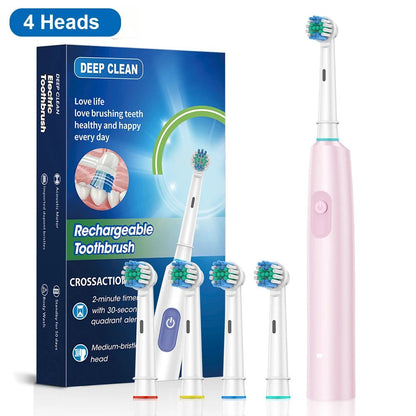 Electric Toothbrush With Rotating Brush Head Rechargeable Rotary Toothbrush For Adults With Modes   7