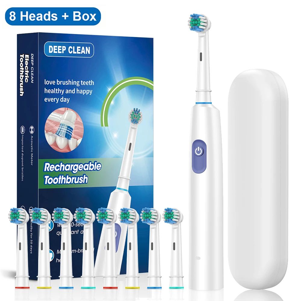 Electric Toothbrush With Rotating Brush Head Rechargeable Rotary Toothbrush For Adults With Modes   11