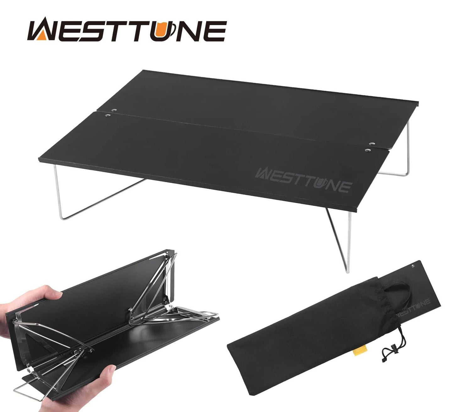 Portable Ultralight Folding Camping Table, Compact Aluminium Alloy Collapsible Mini Outdoor Table for Hiking, Picnic