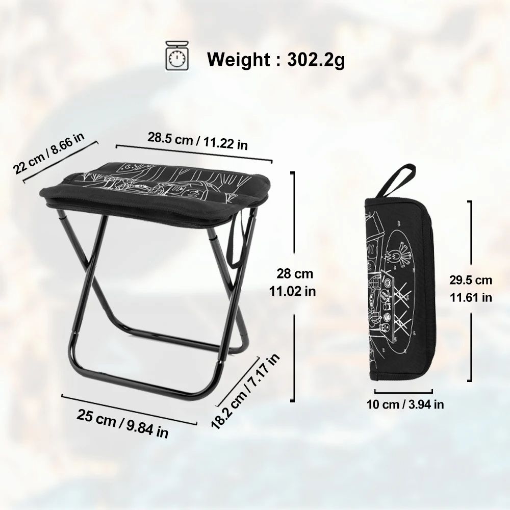 Widesea Foldable Camping Stool Lightweight Portable Chair With Zipper Storage For Outdoor Fishing H 1