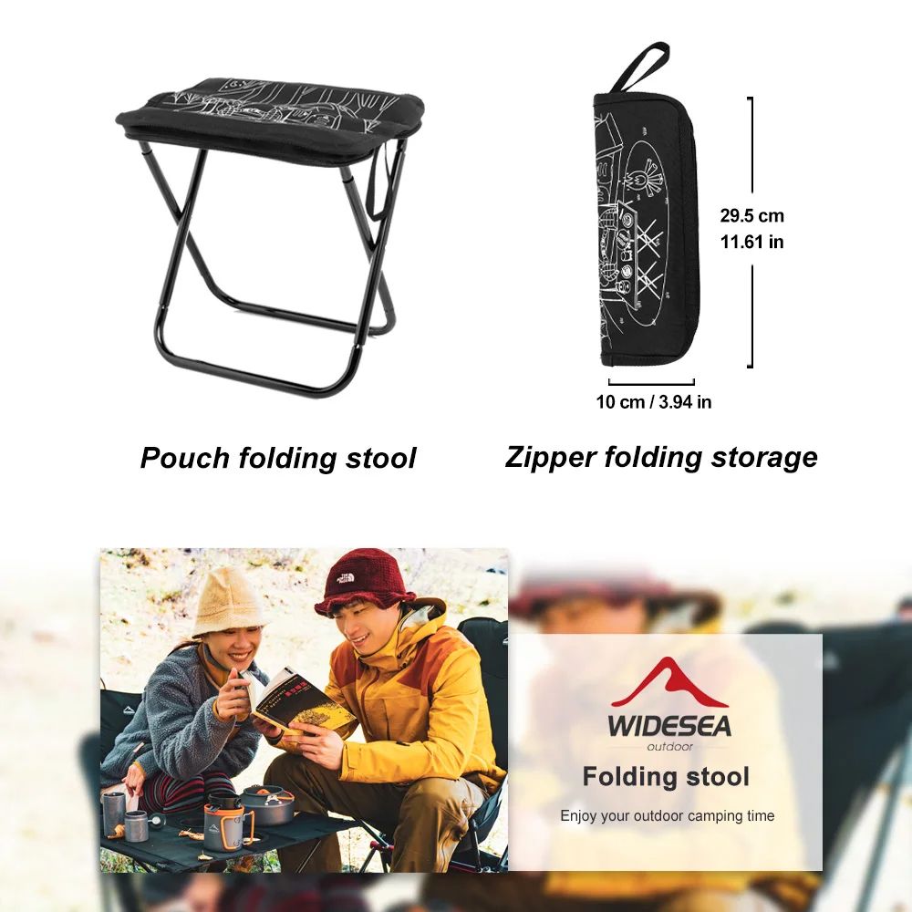 Widesea Foldable Camping Stool Lightweight Portable Chair With Zipper Storage For Outdoor Fishing H 5