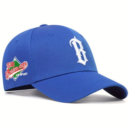 Unisex Letter B Side 1988 Embroidered Baseball Cap Adjustable Outdoor Leisure Hat for Spring Autum