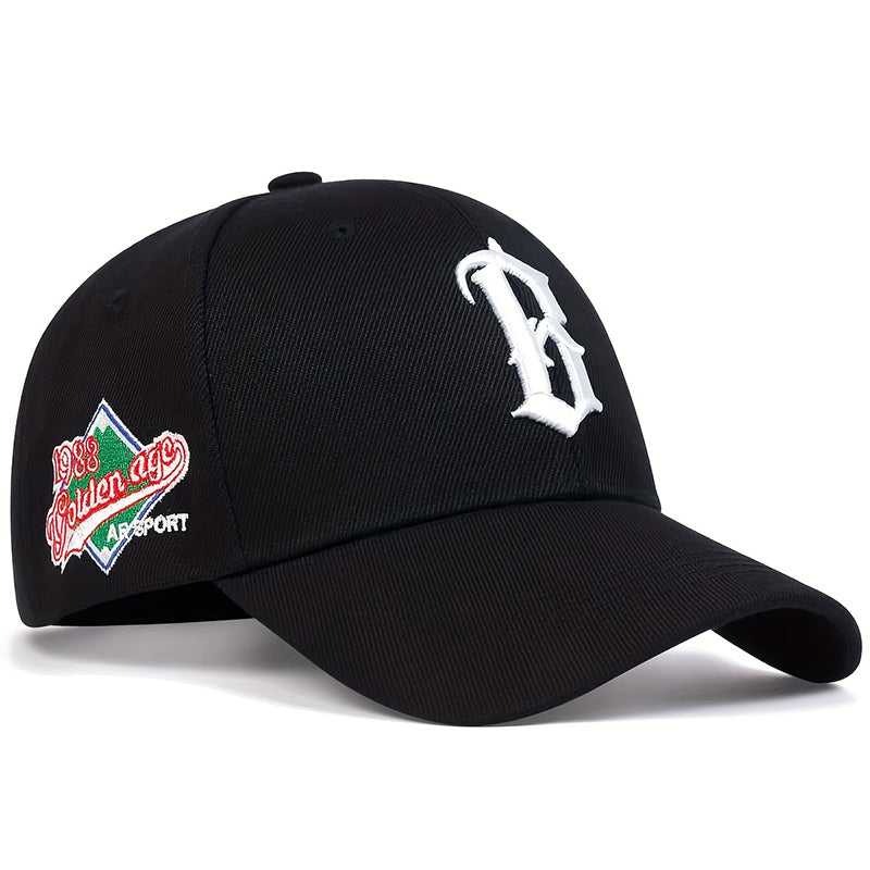 Unisex Letter B Side 1988 Embroidered Baseball Cap Adjustable Outdoor Leisure Hat for Spring Autum