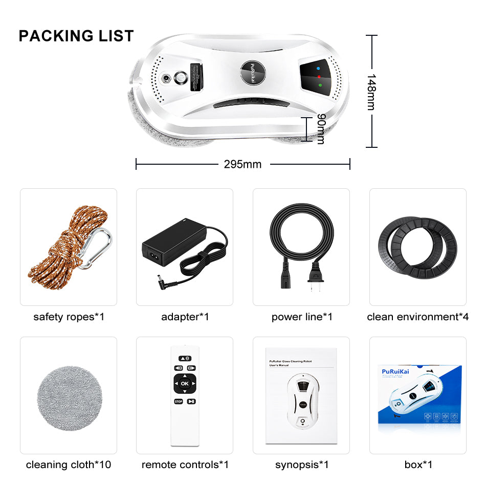 Ultra Thin Window Cleaning Robot Smart Electric Glass Cleaner With Remote Control 5
