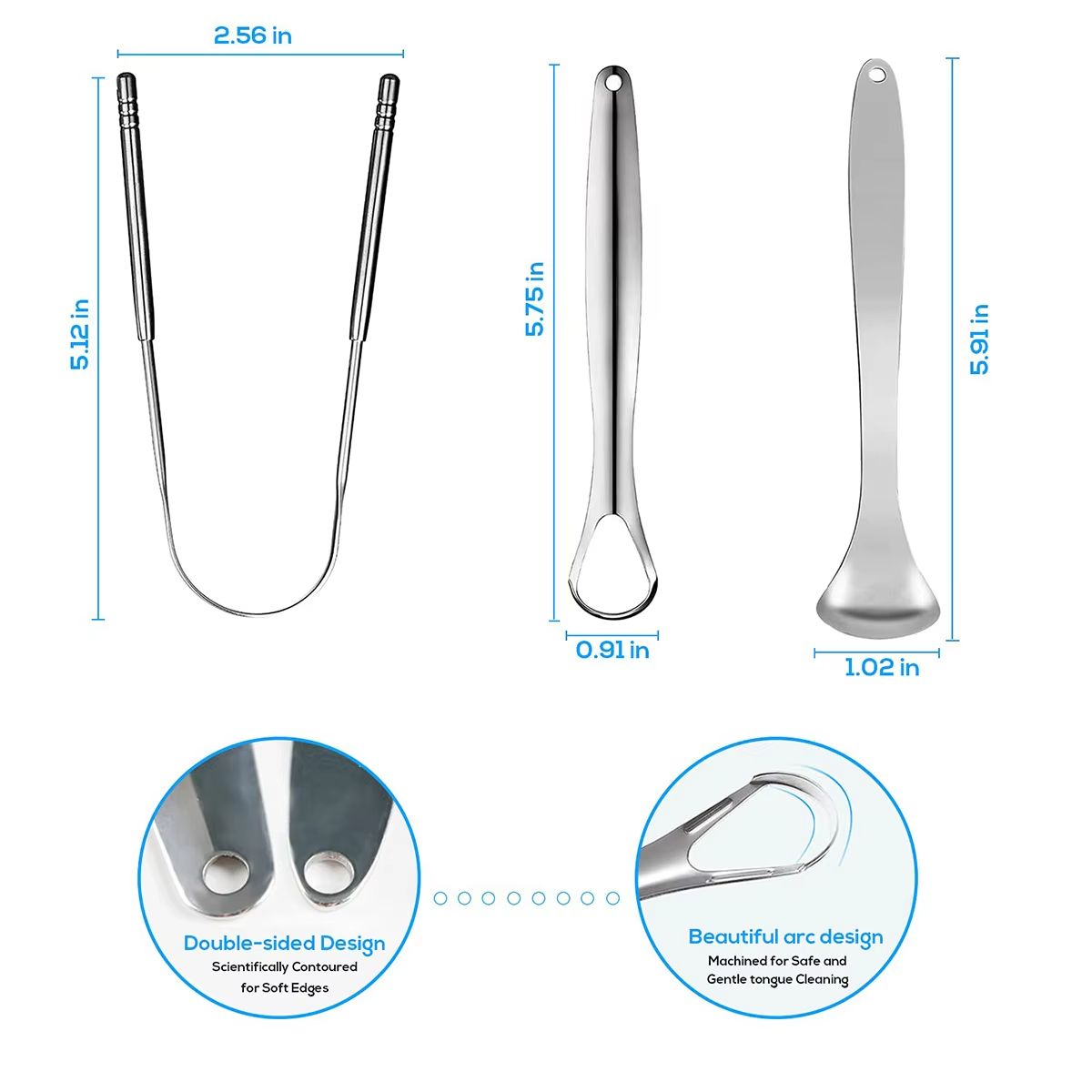 Premium Metal Tongue Scraper Cleaner Stainless Steel Tongue Brush For Adults  Kids Portable  Hygien 3