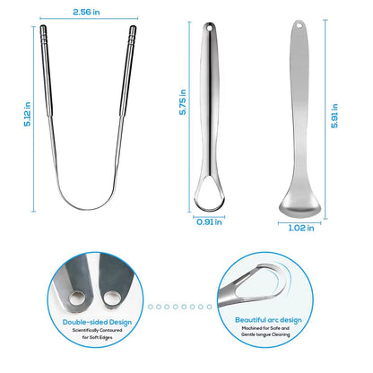 Premium Metal Tongue Scraper Cleaner Stainless Steel Tongue Brush For Adults  Kids Portable  Hygien 3