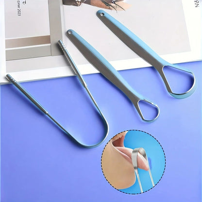 Premium Metal Tongue Scraper Cleaner, Stainless Steel Tongue Brush for Adults & Kids, Portable & Hygienic