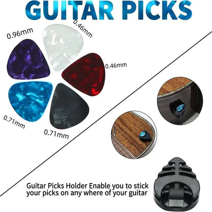 7pcs Guitar Capo Set For Acoustic  Electric Guitars  Includes 5 Free Picks  1 Holder  Available In  2