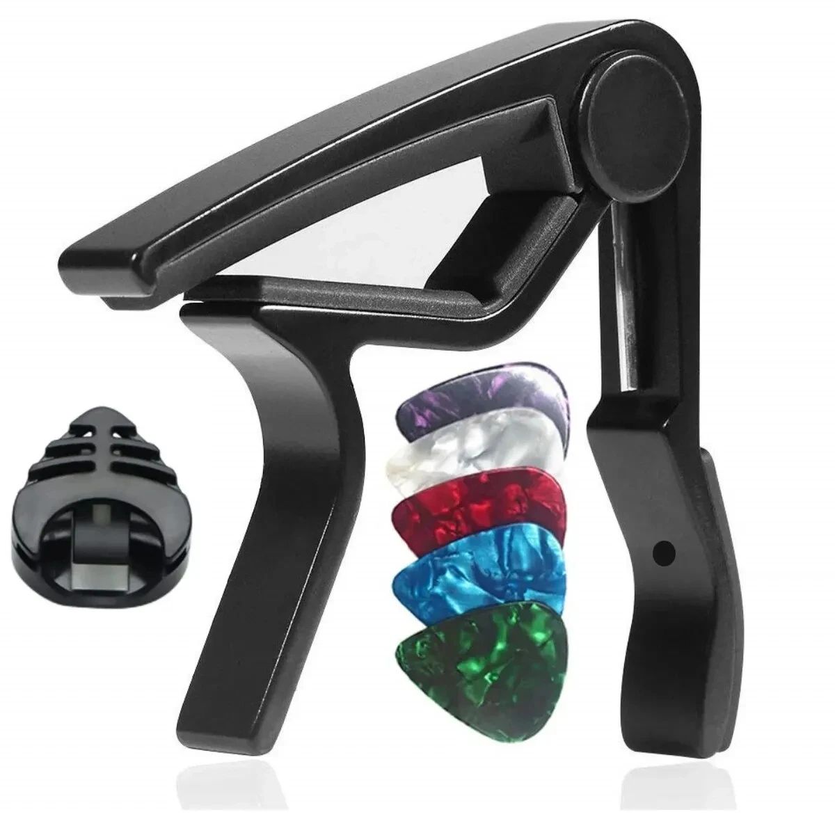7pcs Guitar Capo Set For Acoustic  Electric Guitars  Includes 5 Free Picks  1 Holder  Available In  4