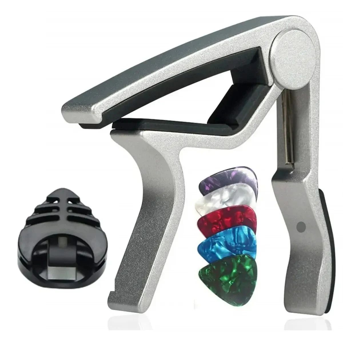 7pcs Guitar Capo Set For Acoustic  Electric Guitars  Includes 5 Free Picks  1 Holder  Available In  5