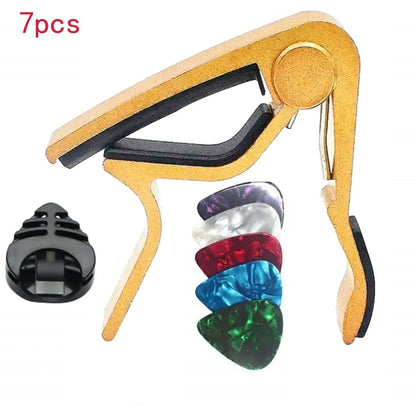 7pcs Guitar Capo Set For Acoustic  Electric Guitars  Includes 5 Free Picks  1 Holder  Available In  7