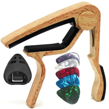 7pcs Guitar Capo Set For Acoustic  Electric Guitars  Includes 5 Free Picks  1 Holder  Available In  8