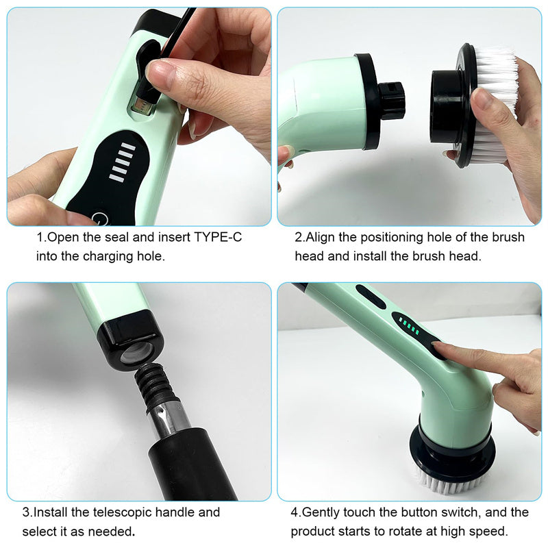 9 In 1 Electric Cleaning Brush Spin Scrubber For Kitchen Bathroom Floors MultiPurpose Cleaning Gadg 4
