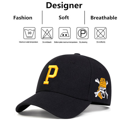 Unisex P Letter Pirate Baseball Cap Cotton Snapback Hat for Men  Women Hip Hop Trucker Design
