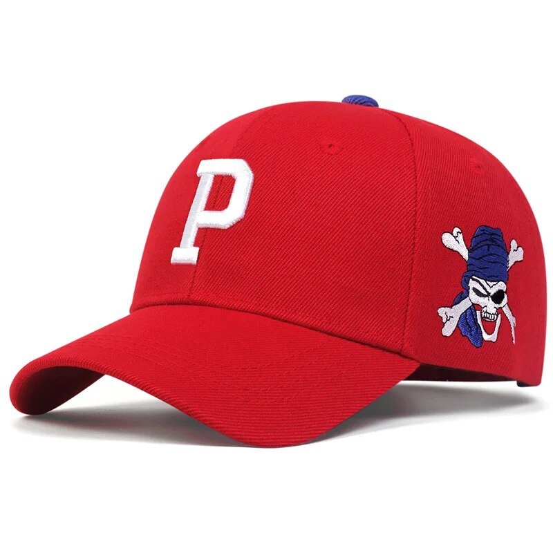 Unisex P Letter Pirate Baseball Cap Cotton Snapback Hat for Men  Women Hip Hop Trucker Design