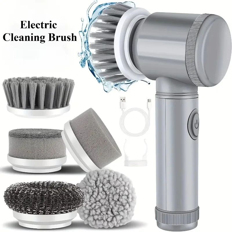 Cordless Electric Spin Scrubber, Adjustable Extension Handle & Replaceable Brush Heads, Ideal for Bathroom, Tile, Floor