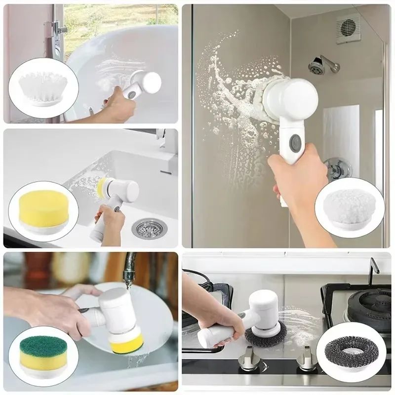 Cordless Electric Spin Scrubber Adjustable Extension Handle  Replaceable Brush Heads Ideal For Bath 3