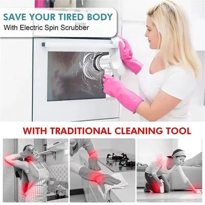 Cordless Electric Spin Scrubber Adjustable Extension Handle  Replaceable Brush Heads Ideal For Bath 4