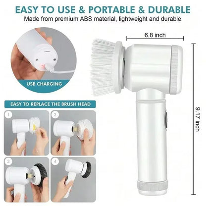Cordless Electric Spin Scrubber Adjustable Extension Handle  Replaceable Brush Heads Ideal For Bath 5
