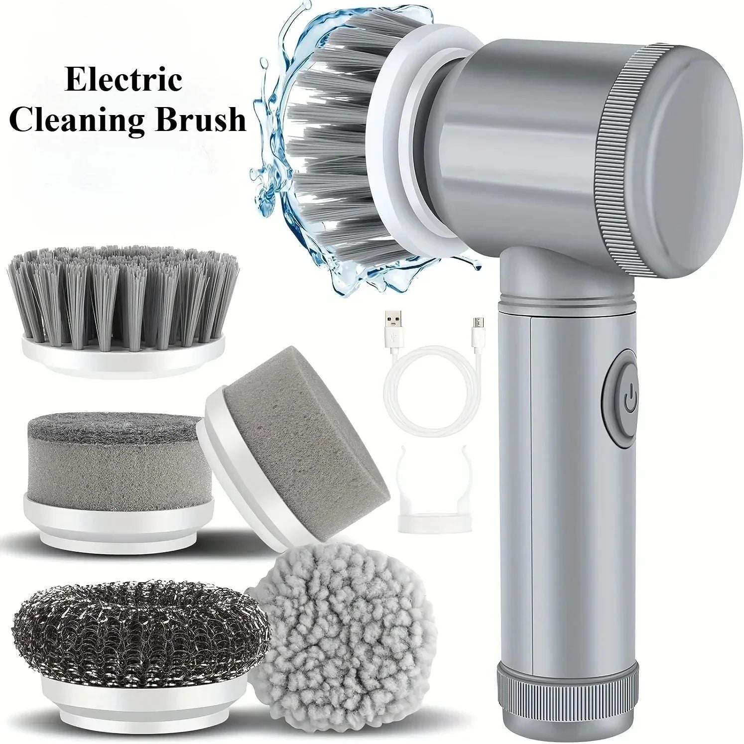 Cordless Electric Spin Scrubber Adjustable Extension Handle  Replaceable Brush Heads Ideal For Bath 6