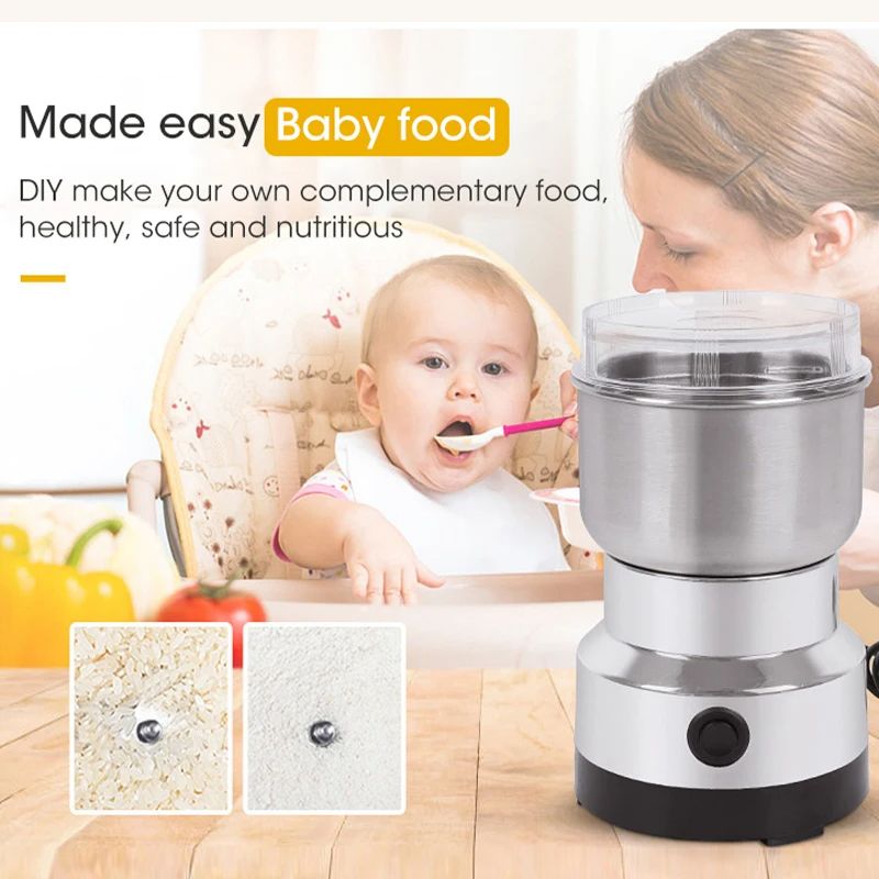 Mini Electric Grinder Ultrafine Baby Food Pulverizer Coffee  Spice Grinder Grain Mill With Stainles 2