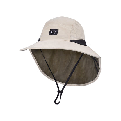 Unisex Xinbaoguan 9249 Summer Fisherman Hat Large Brim QuickDry Polyester Sunshade with Shawl Des