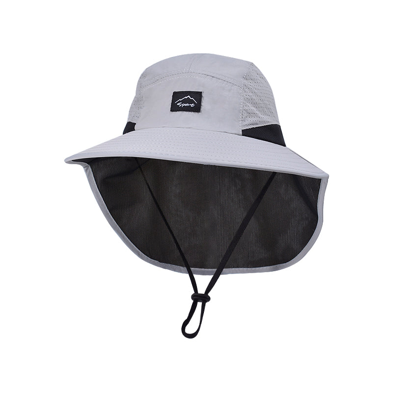 Unisex Xinbaoguan 9249 Summer Fisherman Hat Large Brim QuickDry Polyester Sunshade with Shawl Des