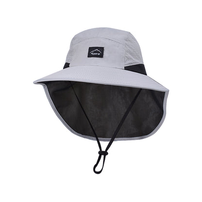 Unisex Xinbaoguan 9249 Summer Fisherman Hat Large Brim QuickDry Polyester Sunshade with Shawl Des