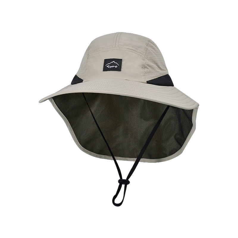 Unisex Xinbaoguan 9249 Summer Fisherman Hat Large Brim QuickDry Polyester Sunshade with Shawl Des