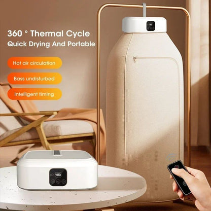 Foldable Electric Dryer, Mini Portable Intelligent Fast Drying Cabinet with Drying Bag for Household & Travel Use