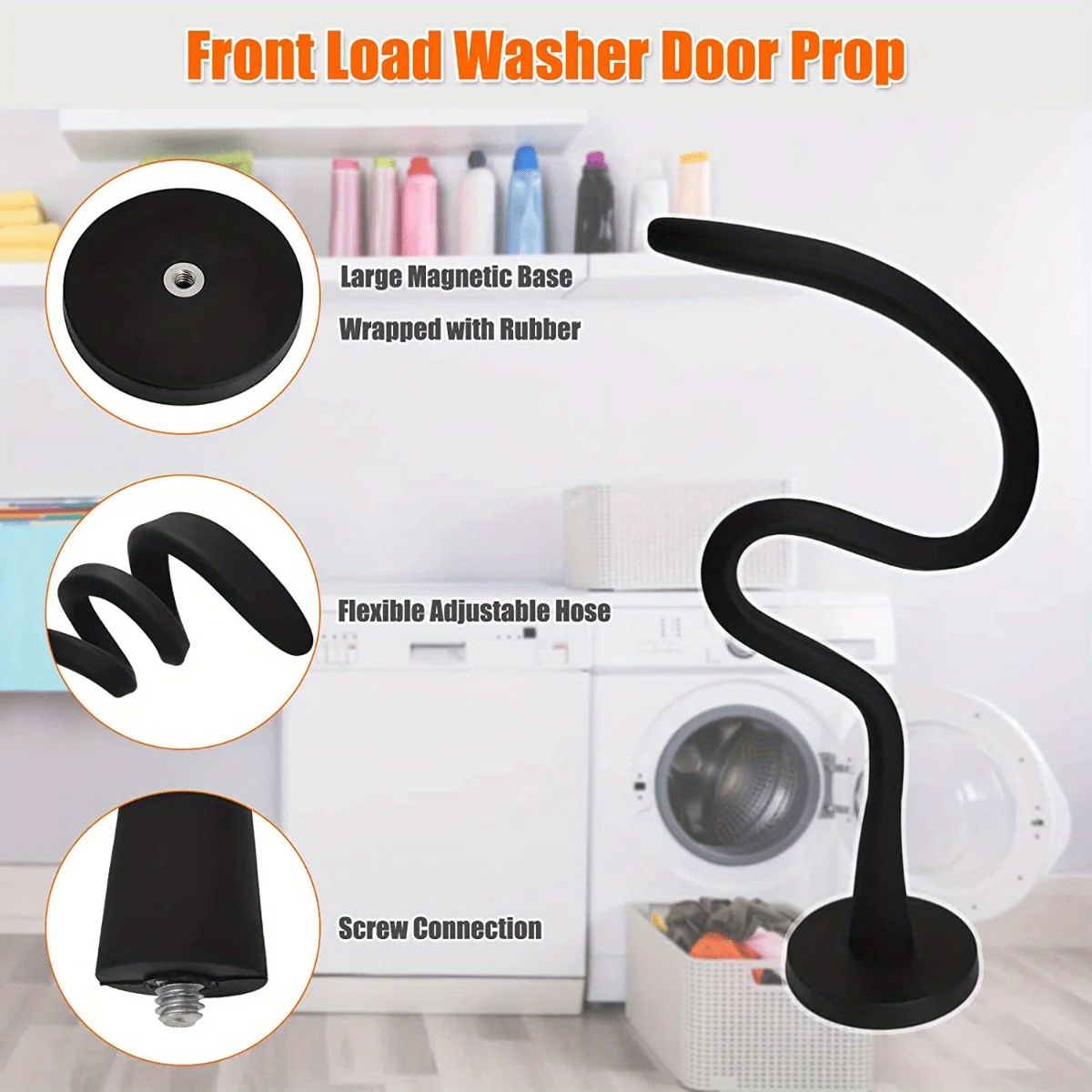 Magnetic Washer Door PropStabilizer For Front Load Machines EasyInstall Flex Design Fits Most Washe 1
