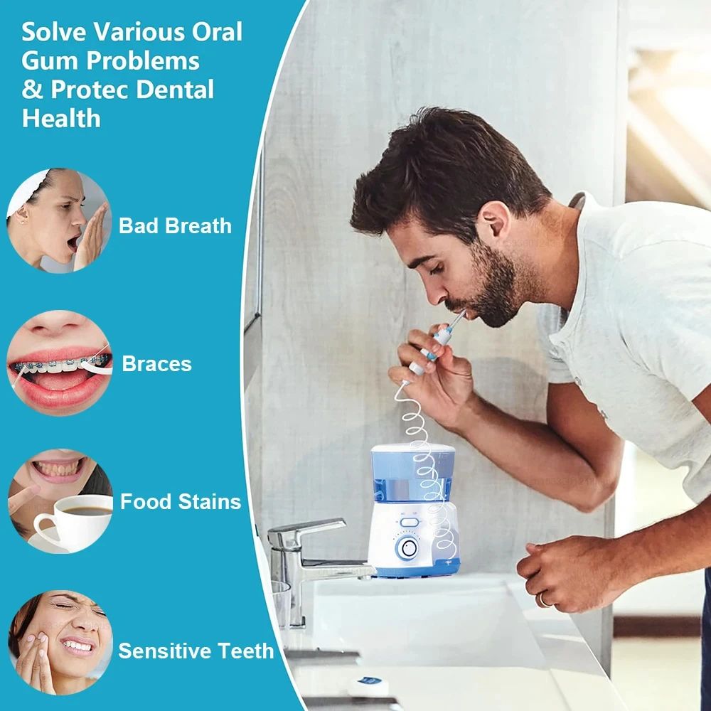 Waterpulse Electric Oral Irrigator Dental Water Flosser Teeth Cleaner With 5 Jet Tips For Family Us 1