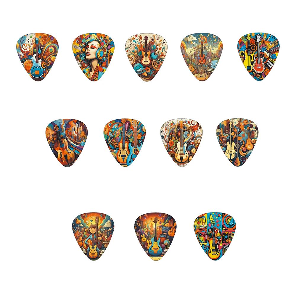 12pcs Set Guitar Paddles  Cartoon Couples Acoustic Guitar Picks  Musical Instrument Accessories Pic 1