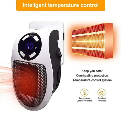 Portable Electric Heater, Wall Mounted Room Heater with Remote Control & LED Display, Energy Efficient Winter Heater