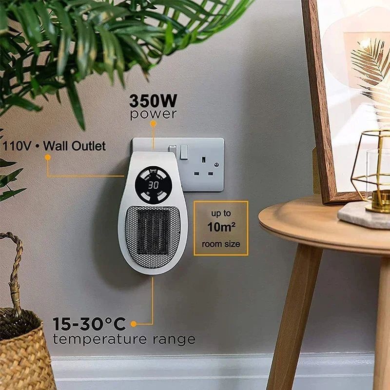 Portable Electric Heater Wall Mounted Room Heater With Remote Control  LED Display Energy Efficient 1