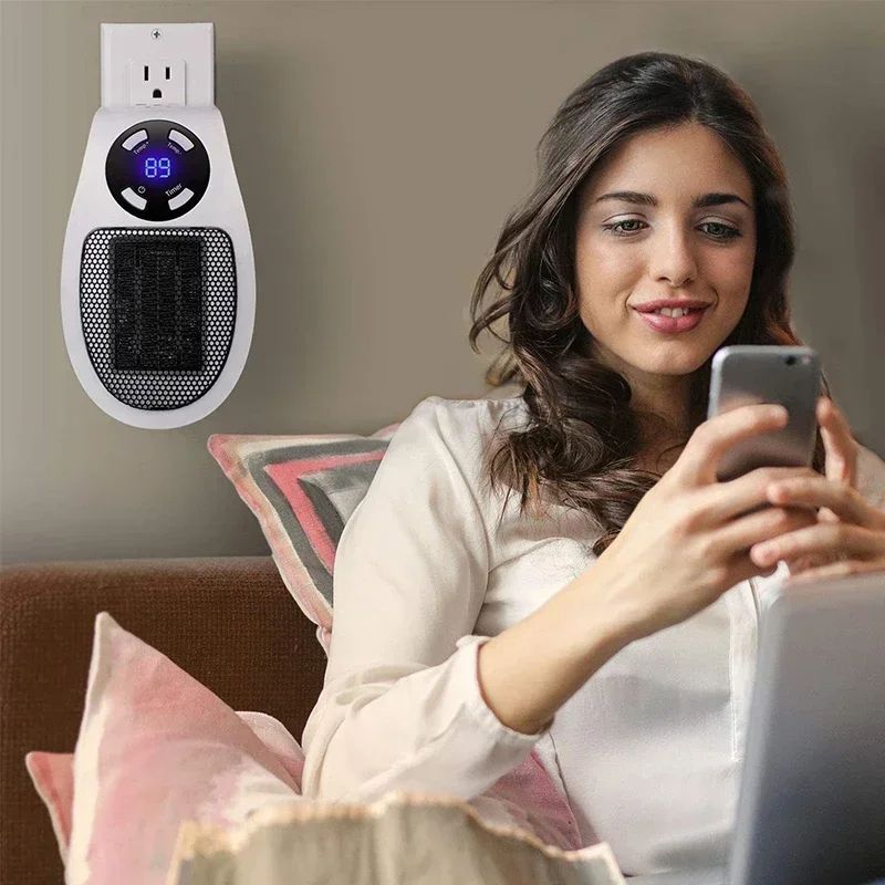 Portable Electric Heater Wall Mounted Room Heater With Remote Control  LED Display Energy Efficient 2