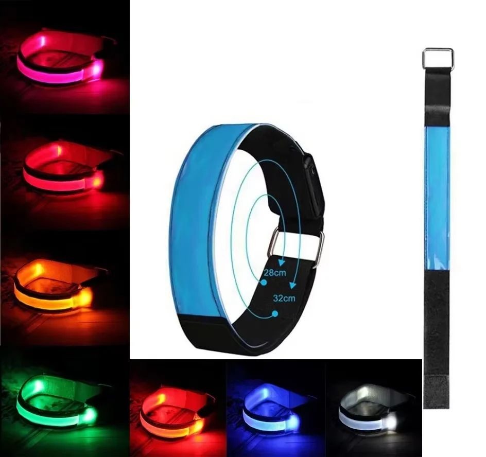 Battery LED Light Strap Armband Adjustable Band For Wrist Ankle GlowintheDark Safety Gear For Night 1
