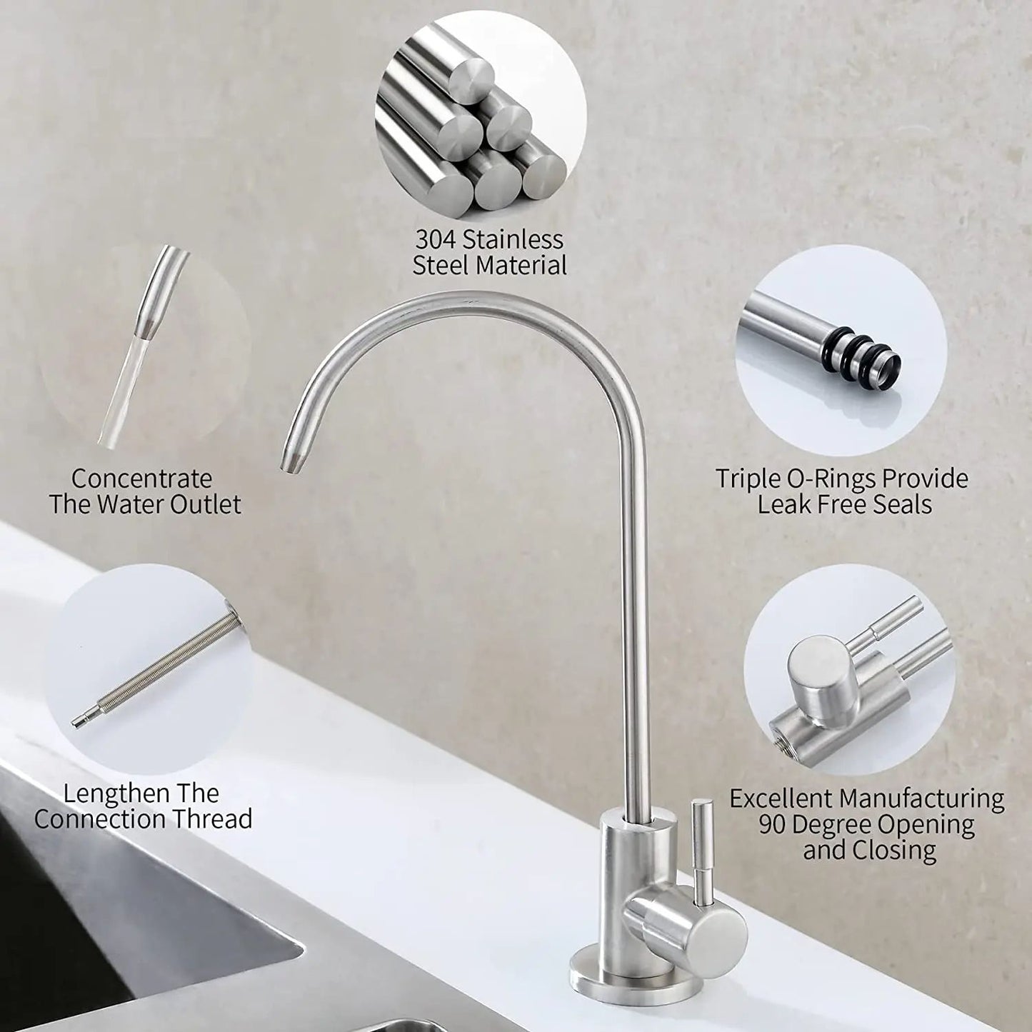 Premium LeadFree Filtered Faucet Fits Reverse Osmosis Units Kitchen Water Filtration System Faucet  2