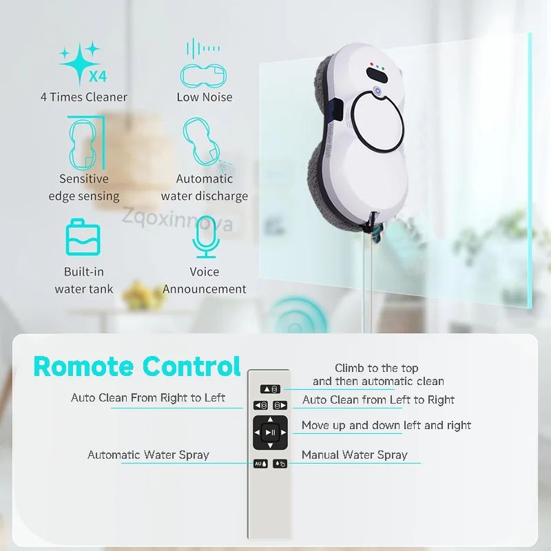 Smart Robot Window Cleaner Vacuum With UPS System Automatic Glass Washer Electric Floor Mop And Sma 1