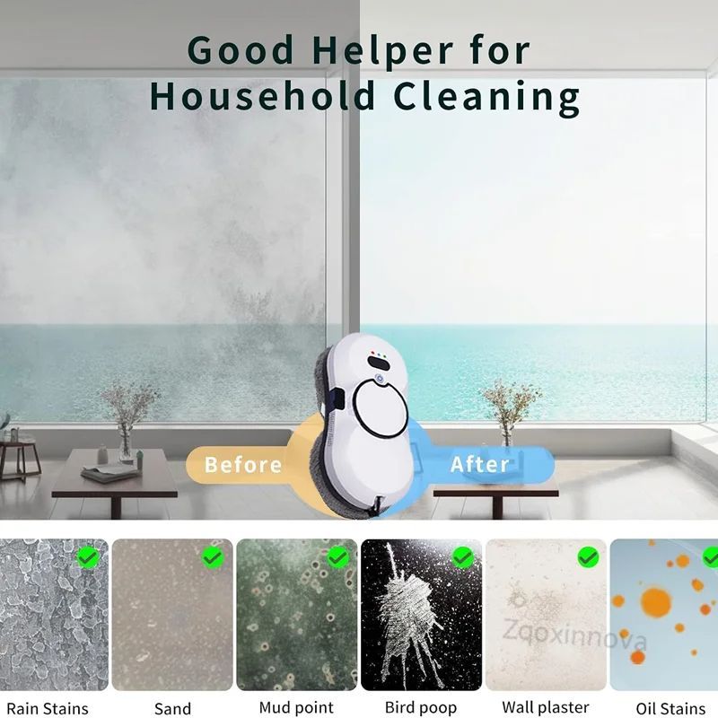 Smart Robot Window Cleaner Vacuum With UPS System Automatic Glass Washer Electric Floor Mop And Sma 5