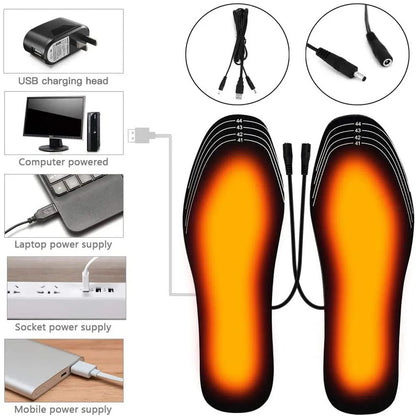 USB Rechargeable Heated Insoles Customizable Electric Heated Shoe Pads For Winter Skiing Hiking Out