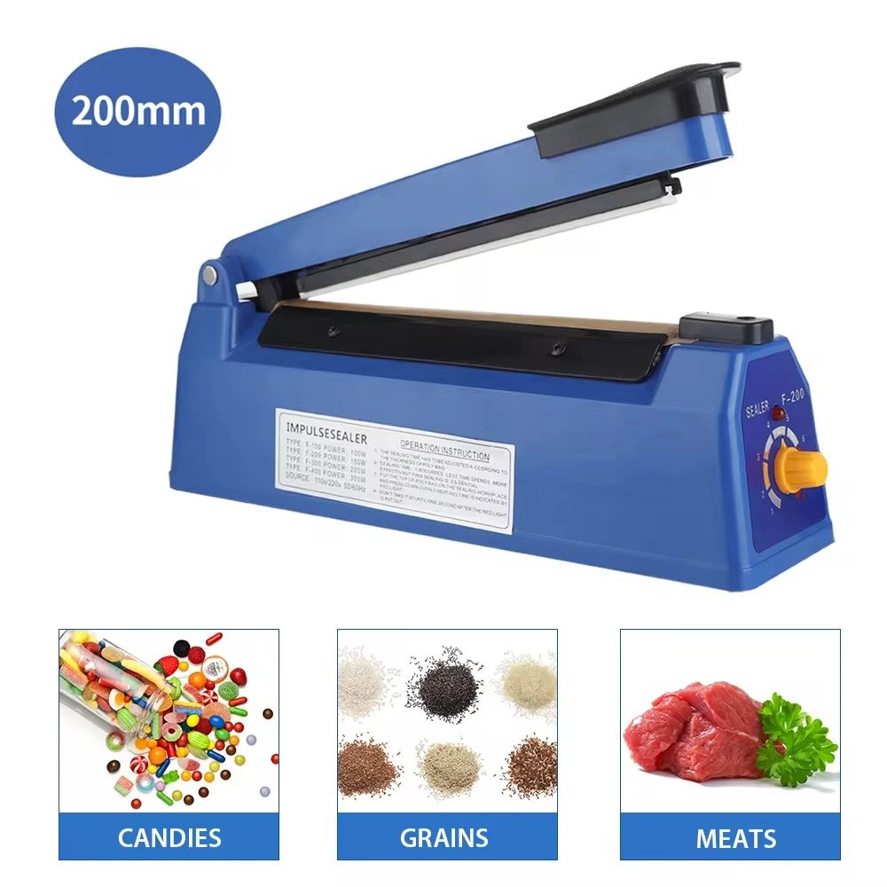Electric Heat Bag Sealing Machine Plastic Bag Sealer Hand Press Food Seal Impulse Sealer for Packaging