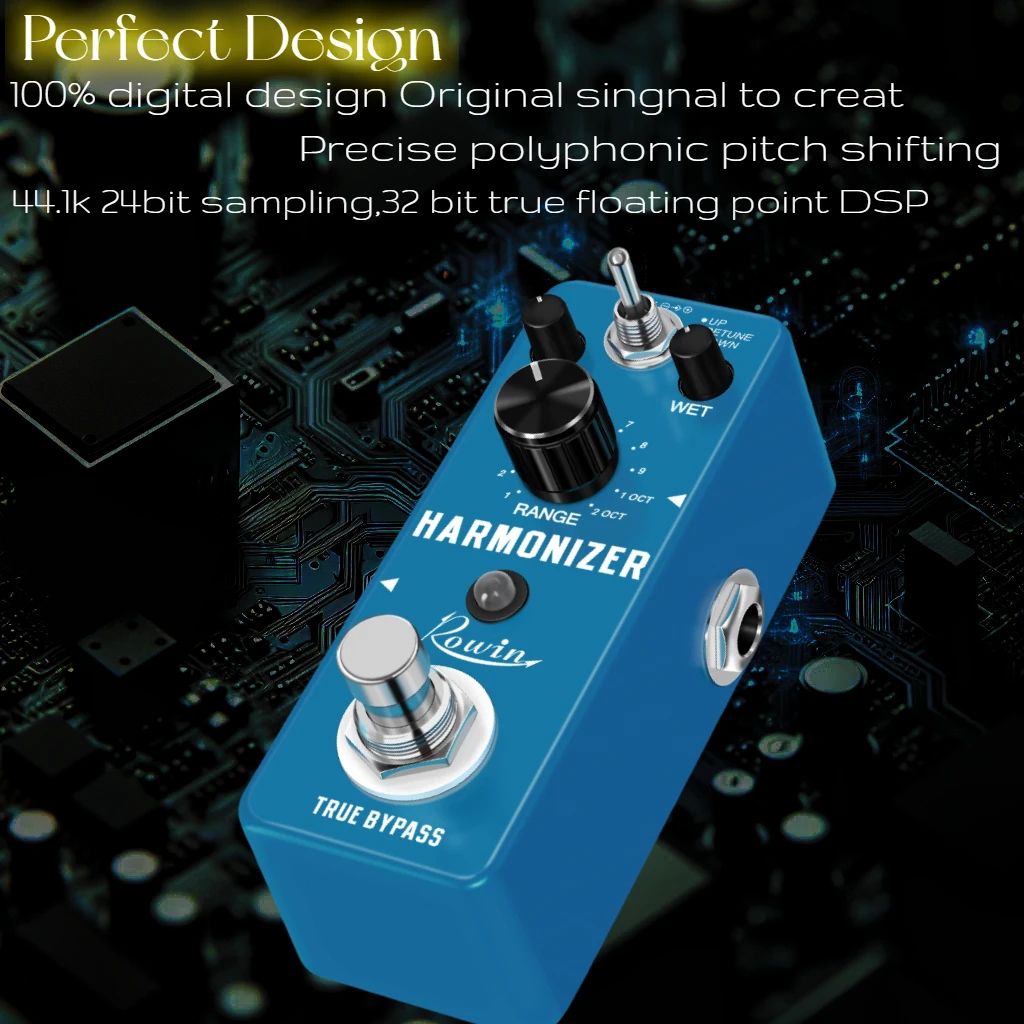 Guitar Harmonizer Pedal  Digital Pitch Shifter With Harmony Detune Effects True Bypass Compact For  3